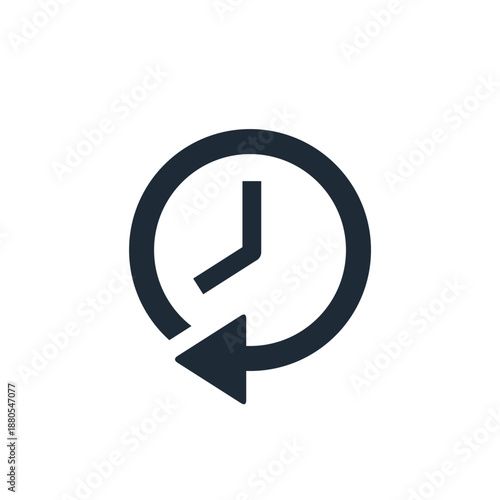  Clock and movement arrow.Time renew.Vector linear icon isolated on white background.