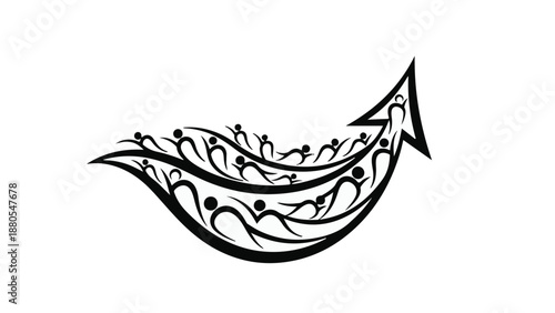 Unified team ascends towards success on an upward trending arrow.