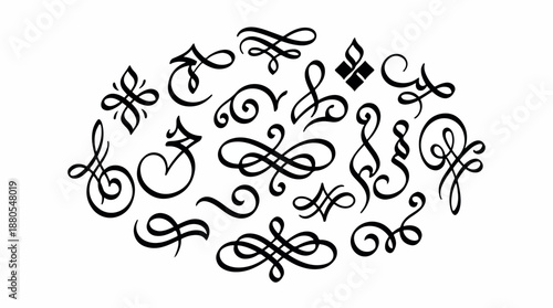Elegant Calligraphic Swirls and Flourishes Collection for Design Elements.
