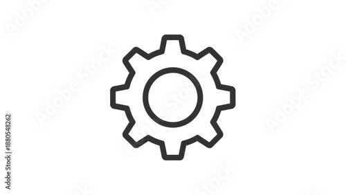 Simple black gear icon representing mechanical settings and engineering concepts.