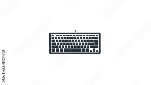 Minimalistic black computer keyboard icon on white background.