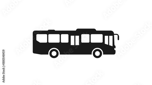 Black silhouette of a city bus with detailed windows and wheels.