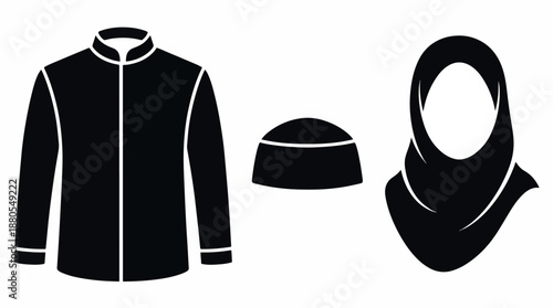 Islamic clothing set with longsleeved shirt kufi and hijab.