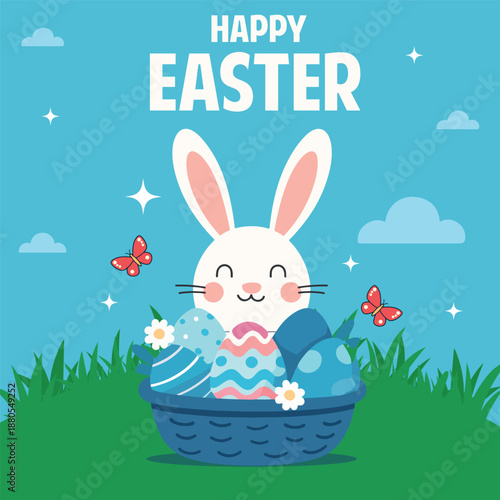 Happy easter day social media post design