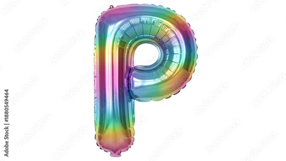 Obraz premium Colorful Rainbow Letter P Balloon on Black Background