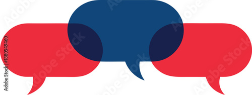 Overlapping Red and Blue Speech Bubbles Representing Global Connection and Dialogue