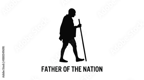 Silhouette of a Historical Leader Walking with a Cane vector