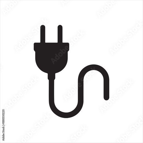 Silhouette electrical plug simple black icon Vector illustration