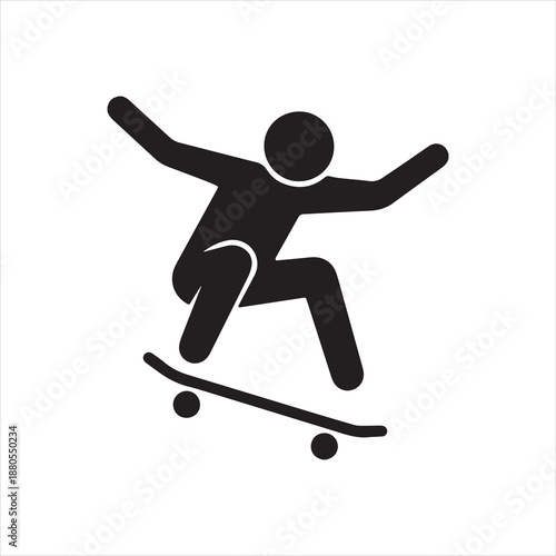 Silhouette Skateboarder doing an ollie trick urban lifestyle Vector Illustration