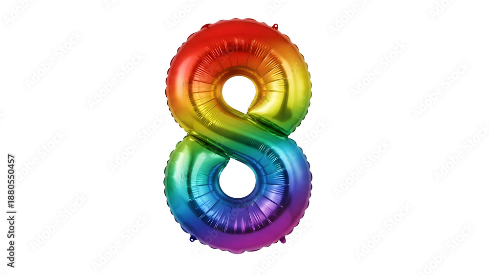 Fototapeta premium Vibrant Rainbow-Colored Eight-Shaped Balloon on Black Background