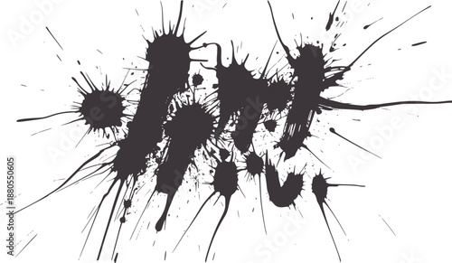 Abstract black ink splatter explosion with monochrome style