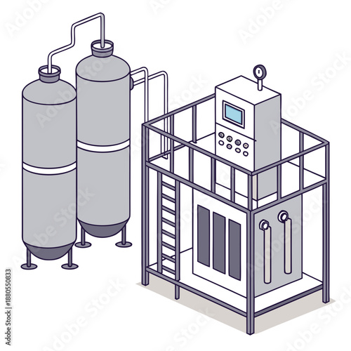 Advanced Beverage Aseptic Processing Technology System for Sterile Packaging and Shelf-Life Extension, Vector Illustration on White Background.