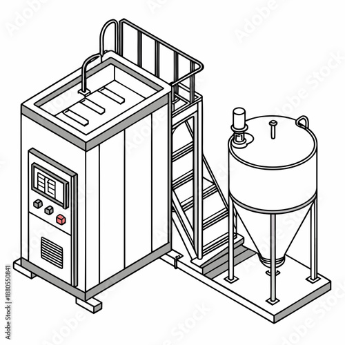 Advanced Beverage Clarification Technology Equipment for Liquid Purification and Sediment Removal, Vector Illustration on White Background.