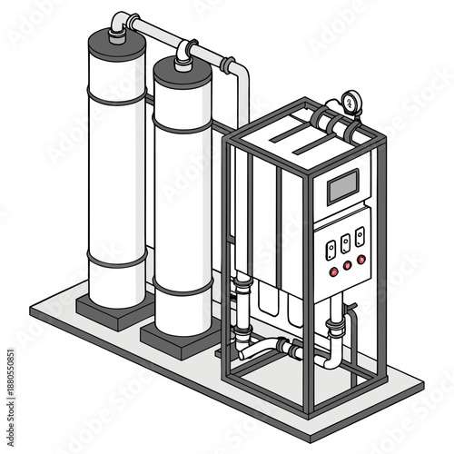 Advanced Beverage Microfiltration Technology System for Fine Liquid Purification and Particle Removal, Vector Illustration on White Background.