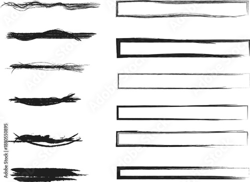 Wallpaper Mural Black and white abstract brush strokes and rectangular shapes on a white background 2 Torontodigital.ca