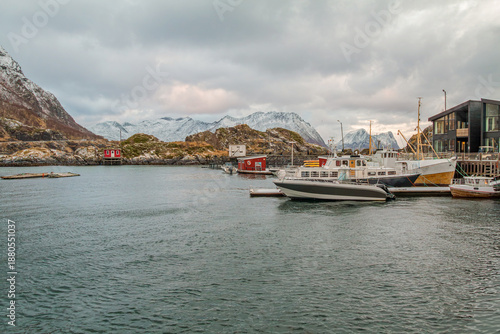 Cloudy day on the coast of Hamn, Norway, with dramatic rocky shoreline, rough sea waves, and an overcast sky creating a raw, atmospheric Nordic seascape shaped by wind and nature.