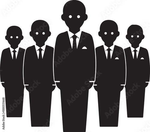 Silhouettes of Businessmen Standing Together in a Row