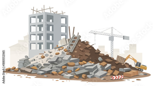 Construction Site Demolition and Debris Pile