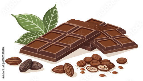 Dark Chocolate Bar with Almonds and Cocoa Beans