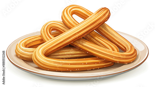 Golden Fried Churros Piled on a Plate