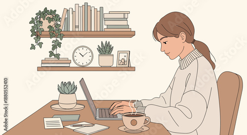 Woman Working on Laptop Computer 1.