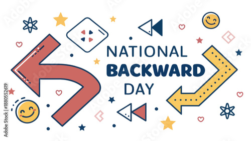 National Backward Day Celebration with Rewind Icons
