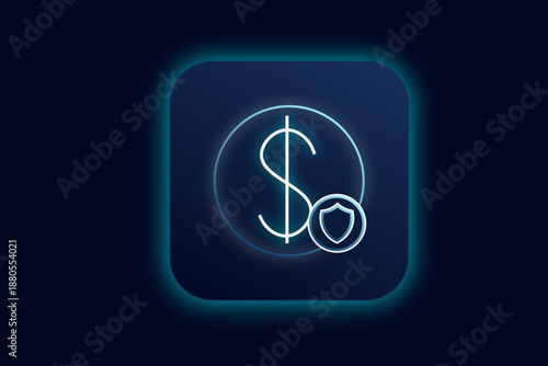 Neon Dollar Sign Finance Icon For FinTech Pricing Payments And Revenue Concept