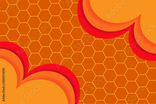 Valentine’s Day Love Background With Orange Hearts And Romantic Honeycomb Pattern