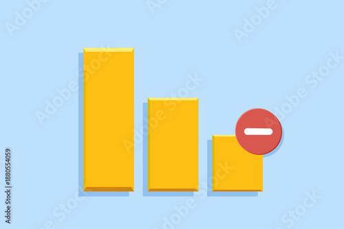 Financial Decline Decrease Concept With Falling Bar Chart And Minus Icon