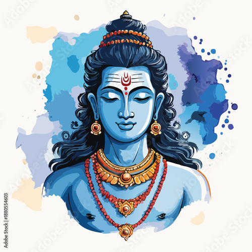 God Shiva Canvas Art, Shiva Wall Art, Canvas, Adiyogi, Shiva Watercolor Art, Vedic Artwork