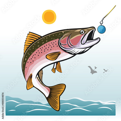 Cartoon fish swimming in the sea vector illustration