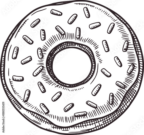 Detailed black and ink of a bacterial cell cross section with internal structures