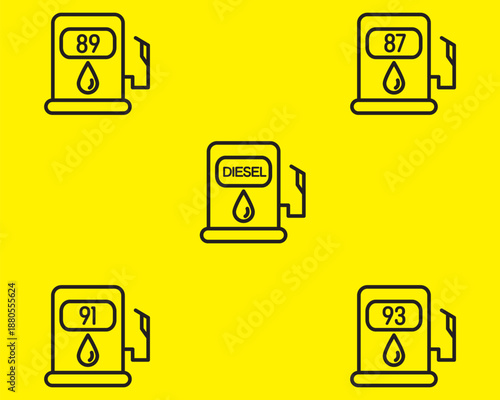 type of common grade gasoline RON octane number outline icon .motor fuel grade thin line vector icons