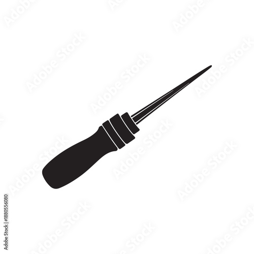 Sharp awl silhouette vector flat illustration on white background