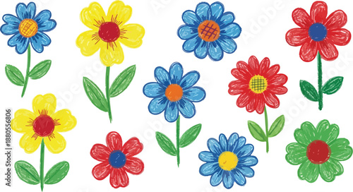 Colorful floral arrangement with blooming flowers in a vibrant garden scene from a direct viewpoint