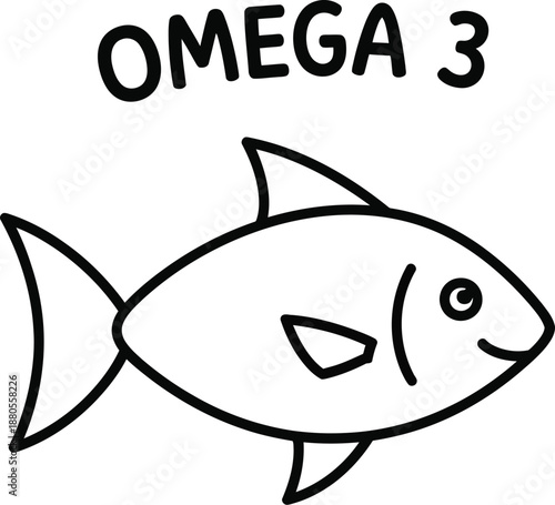 Simple cartoon fish illustration representing the health benefits of omega-3 fatty acids