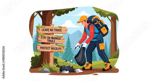 Man picking up trash outdoors.