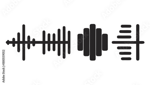 Vector illustration of an audio wave, showcasing peaks and troughs in a dynamic sound representation..eps