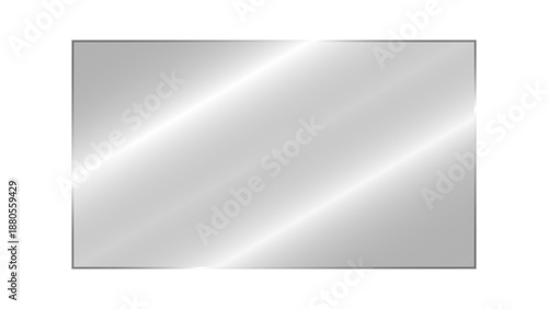 Realistic transparent shiny rectangular glass panel with light glare and reflection overlay effect. Clear glossy vector glass plate isolated on empty background 16:9 ratio gradient glass illustration.