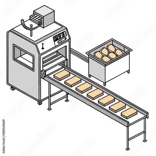 Automated bread slicing and packaging technology: efficient system for bakery production and distribution.
