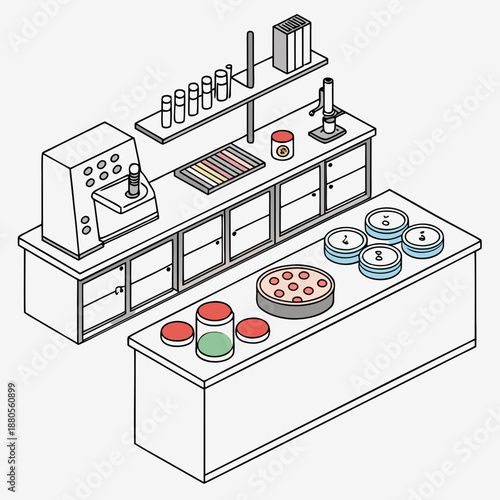Food biotechnology laboratory equipped with petri dishes and advanced technology for scientific research