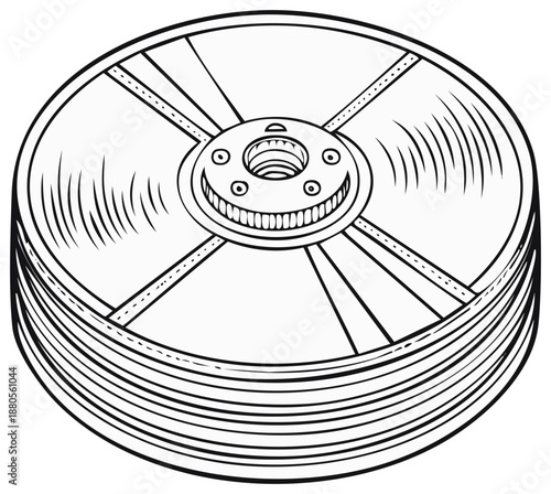 Illustration of stacked brake rotors, depicting automotive maintenance, repair, parts, and mechanical components