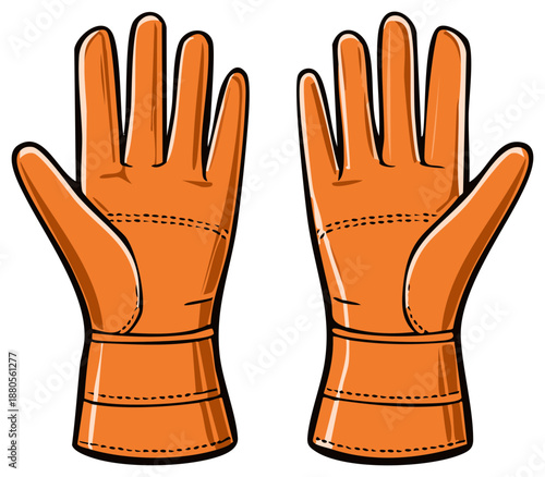 Orange leather work gloves protective equipment illustration