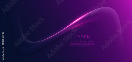 Modern Abstract Purple and Dark Blue Background with Glowing Curved Wave