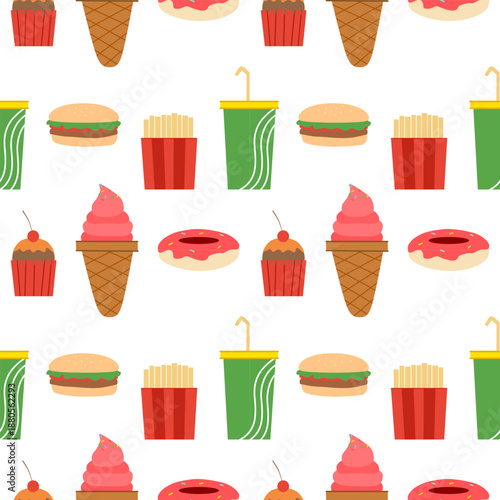 Seamless fast food wrapping paper, decorative patterns, wrapping paper.