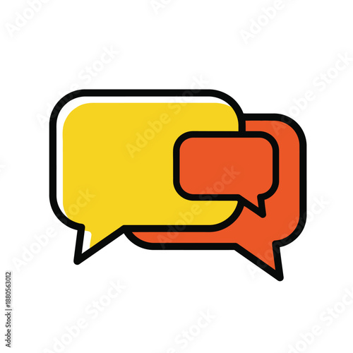 A colorful illustration of two speech bubbles communicating effectively.