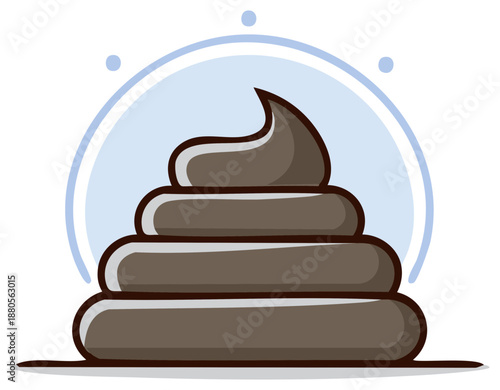 Vector Illustration of a Stacked Poop Symbol with Blue Aura and Dots