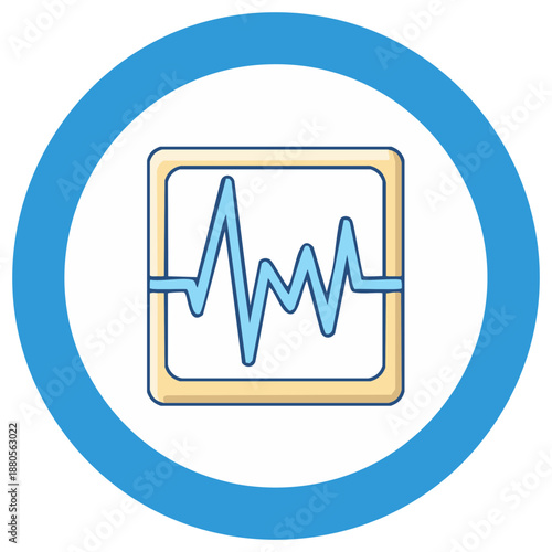 Waveform graph icon showing frequency, pulse, or sound wave analysis