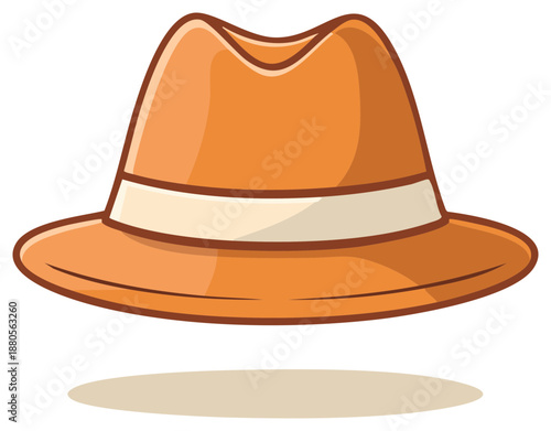 Orange fedora hat with cream band and shadow