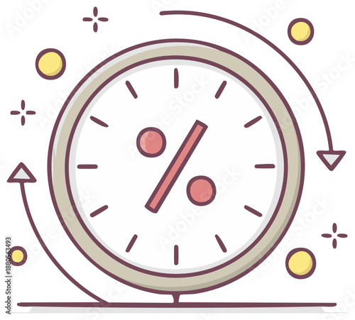 Loan interest period or sales discount time clock vector illustration